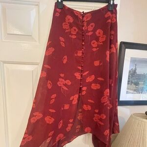 Freepeople red Poppy Button Skirt